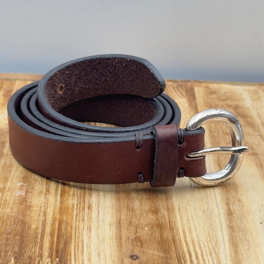 Gap Belt Brown Genuine Leather Solid Brass Buckle Y2K Size 34 Casual Classic